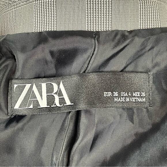 Zara Office Siren Fitted Single Breasted Check Plaid Blazer Size 4 Career Gray - Picture 13 of 16